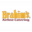 The Brahim’s Airline Catering logo showing the brand name Brahim’s in large yellow serif lettering with a red outline, positioned above the words Airline Catering in smaller red text on a white background.