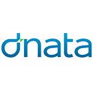 The dnata logo showing the word dnata in rounded blue lowercase lettering with a small green accent on the first letter, placed on a white background.