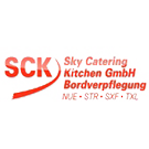 The SCK Sky Catering Kitchen GmbH Bordverpflegung logo showing the red letters SCK followed by the text Sky Catering Kitchen GmbH Bordverpflegung in red and orange, along with airport codes MUE, STR, SXF and TXL beneath, all placed on a white background.